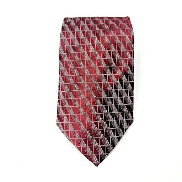 Jones New York Mens 100% Silk Tie Formal Suit  Luxury Style Collection Maroon - Picture 1 of 6